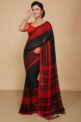 BENGAL HANDLOOM Woven Handloom Art Silk Saree(Black)