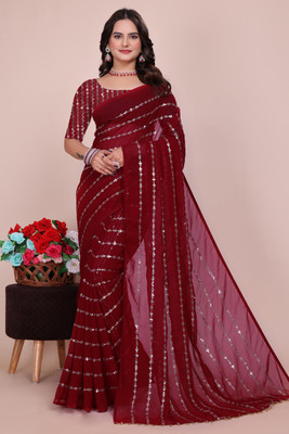 Suntex Embellished Bollywood Georgette Saree(Maroon)