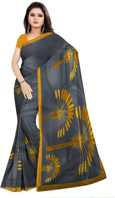 SCFO Digital Print Daily Wear Cotton Silk Saree(Grey)