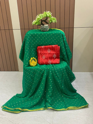 HouseOfCommon Embellished Bollywood Polyester Saree(Light Green)