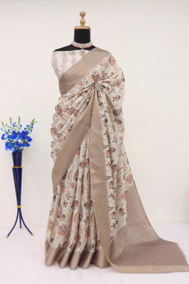 VED CREATION Printed Handloom Jacquard Saree(Multicolor)