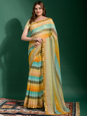 Divastri Embellished Bollywood Chiffon Saree(Multicolor)
