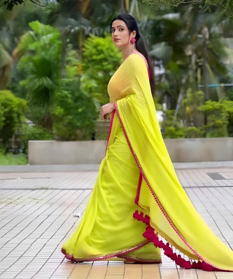 SHAYONAM Embellished, Embroidered Bollywood Chiffon, Georgette Saree(Light Green)