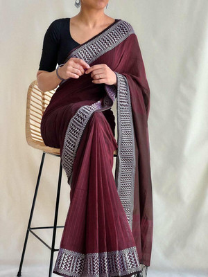 NAMITASAREES Solid/Plain Handloom Pure Cotton Saree(Maroon)