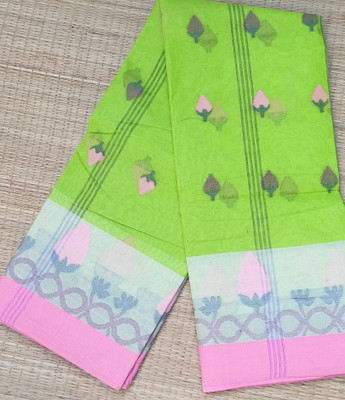 Ganesh plastic and industry Self Design Tant Pure Cotton Saree(Light Green)
