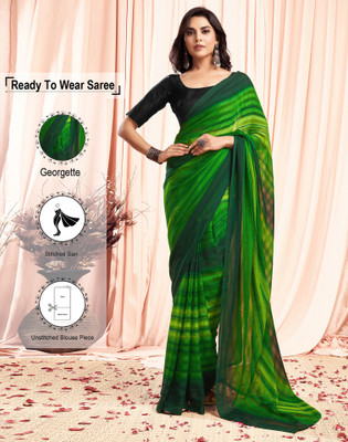 SIRIL Printed, Woven, Striped Bollywood Georgette Saree(Multicolor)