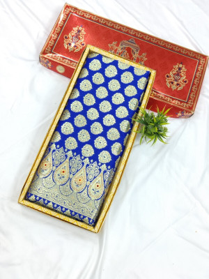 TRFASHIONHUB Woven, Self Design Banarasi Silk Blend Saree(Dark Blue)