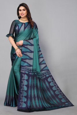 FABMORA Printed, Temple Border Daily Wear Chiffon, Georgette Saree(Light Green)