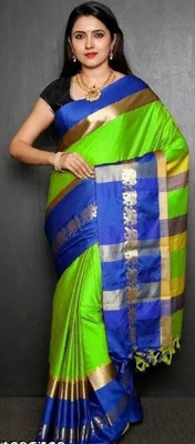 New Age Hub Woven Paithani Cotton Silk Saree(Light Green)