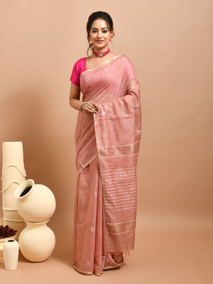 Rupeshwari Self Design Bollywood Silk Blend Saree(Orange)