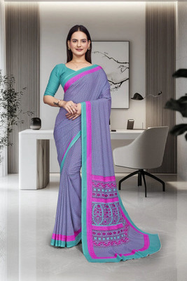 Feminista Printed, Solid/Plain Daily Wear Crepe Saree(Purple)