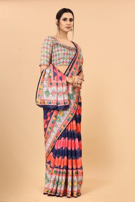 Riddhi textile Hub Digital Print Bollywood Georgette Saree(Dark Blue)