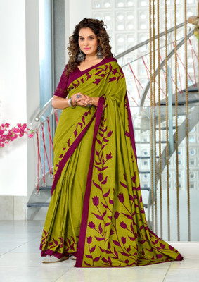 KASLI ENTERPRISE Printed, Floral Print Daily Wear Mulmul Saree(Green)