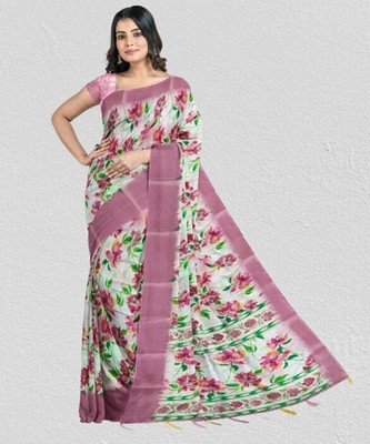 J6 Designers Floral Print Bollywood Cotton Blend Saree(Multicolor)