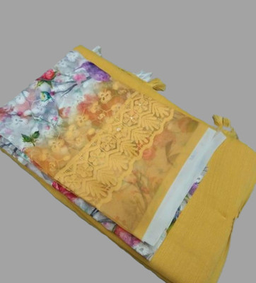 Bapa Sitaram Fashion Solid/Plain, Self Design Daily Wear Georgette Saree(Yellow)
