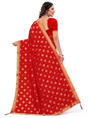 Shree Hari creation Woven Banarasi Art Silk, Silk Blend Saree(Red)