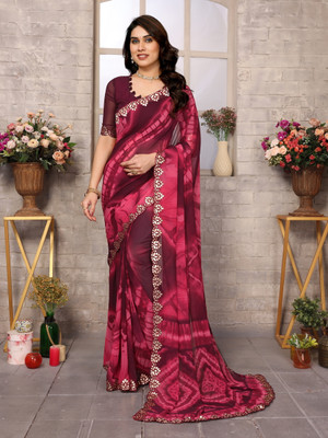 AAI LAXMI CREATION Digital Print, Printed Daily Wear Georgette Saree(Red)