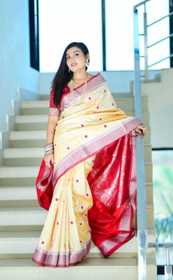 HouseOfCommon Woven Banarasi Jacquard Saree(Dark Blue)