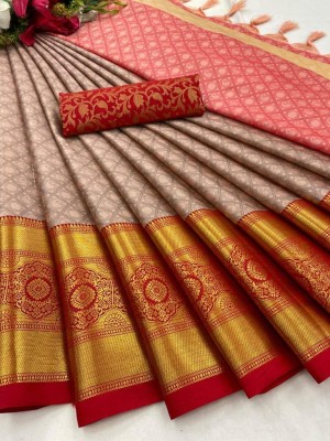 Aquiliq Woven Bollywood Cotton Silk Saree(Pink)