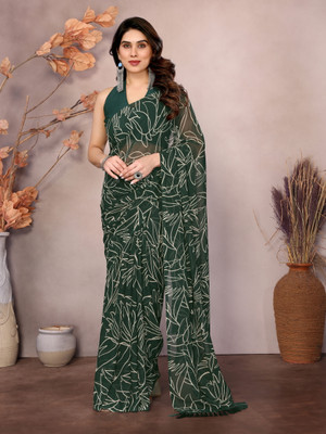 Moda Rapido Printed Daily Wear Georgette Saree(Green)