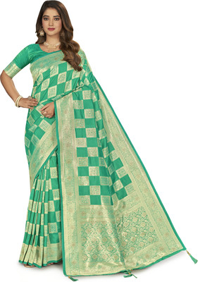 nilkanth creation Self Design Banarasi Jacquard Saree(Light Green)