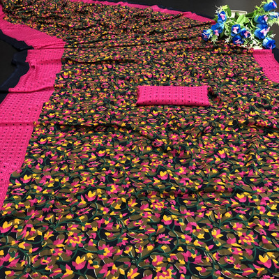 Priyashi Printed Bandhani Georgette Saree(Pink)