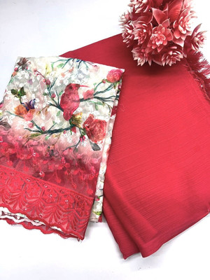 Vijayhanuman Solid/Plain Bollywood Georgette Saree(Pink)
