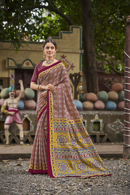 KPHOUSE Printed Bandhani Pure Cotton Saree(Multicolor)