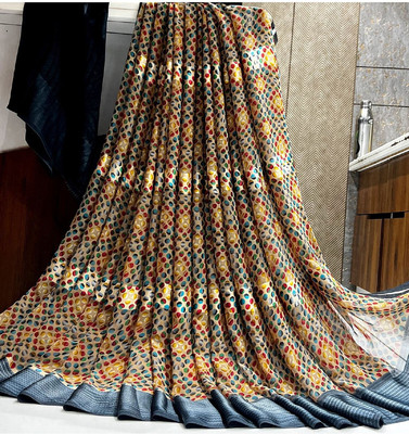 Sitanjali Printed Daily Wear Georgette Saree(Grey)