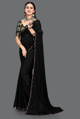 JenaFashion Embroidered Bollywood Georgette Saree(Black)