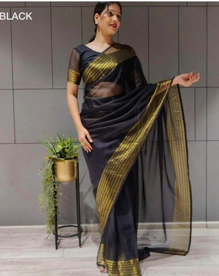 Muskan Collection Self Design Kanjivaram Georgette Saree(Black)