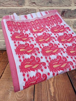Priyangboda Woven Jamdani Handloom Cotton Blend Saree(Multicolor)