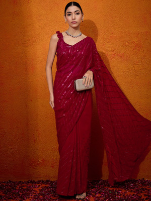 Divastri Embellished Bollywood Georgette Saree(Pink)