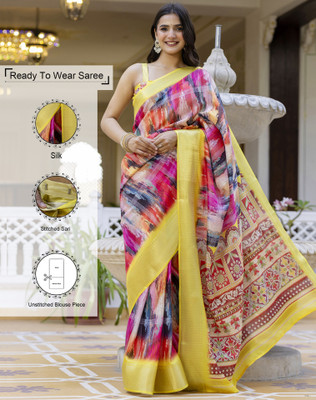 Tasrika Printed, Woven, Embellished Bollywood Silk Blend Saree(Multicolor)