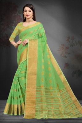 Apnisha Embellished Kanjivaram Jacquard Saree(Green)