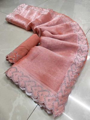 Sareez House Applique Bollywood Tussar Silk Saree(Multicolor)