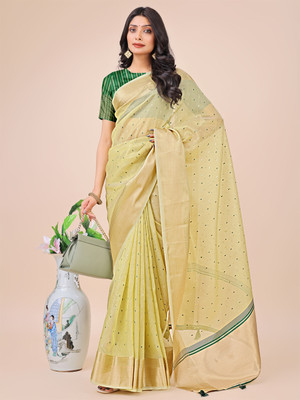 Tasrika Woven Banarasi Organza Saree(Light Green)