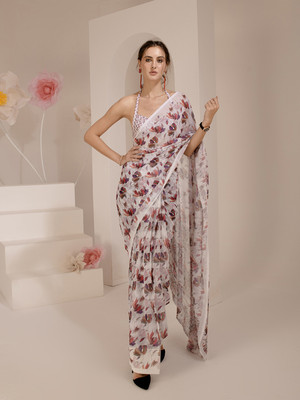 ELTIRE Floral Print Bollywood Georgette Saree(Multicolor)