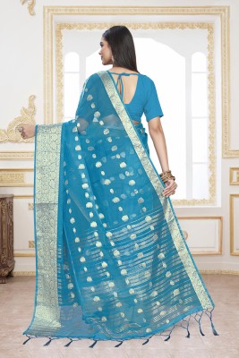 KOTHARI AF Embroidered Bandhani Organza Saree(Light Blue)