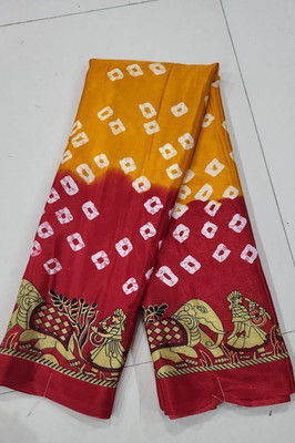 AGV Woven, Striped Bollywood Crepe, Silk Blend Saree(Yellow, Maroon)