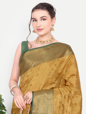 LAVYANSH CREATION Self Design, Woven Banarasi Art Silk, Jacquard Saree(Yellow)