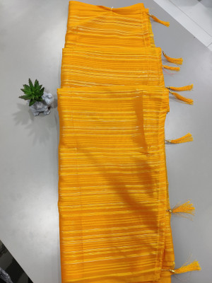 Vragi Striped Bollywood Chiffon Saree(Mustard)