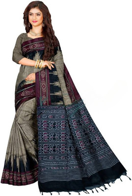 Joyguru Textile Printed Sambalpuri Cotton Blend Saree(Multicolor)