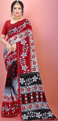 Leelavati Printed Daily Wear Georgette Saree(Red)