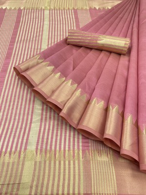 woclo enterprise Self Design Assam Silk Pure Cotton, Cotton Silk Saree(Pink)