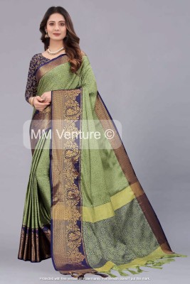 VRINDITA FASHION Woven Paithani Cotton Silk Saree(Green)