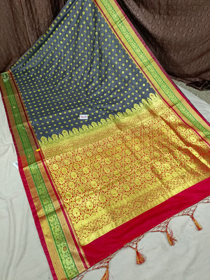 Spewim Woven Banarasi Art Silk Saree(Dark Blue)