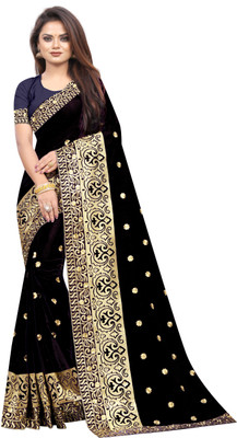 b bella creation Embroidered Bollywood Georgette Saree(Black)