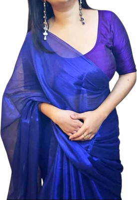 online saree hut Solid/Plain Kanjivaram Pure Silk Saree(Blue)