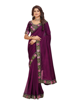 Tejal Creation Self Design Bollywood Art Silk Saree(Purple)